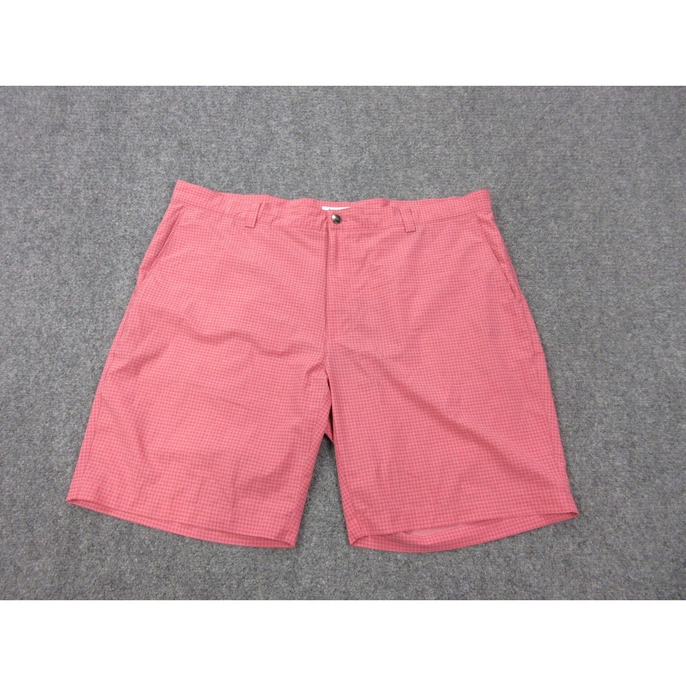 Peter Millar Shorts Mens 42 Pink Golf Check Microfiber Chino Stretch Casual